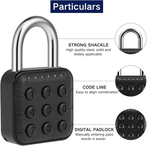 Keyless Combination Lock, 6 Digit Password Locker Lock, Aluminum Alloy Code Digital Combo Padlock, Push Button Security Safe Padlock, Outdoor Padlock Lock for Gym Fence School Lockers in Saudi Arabia