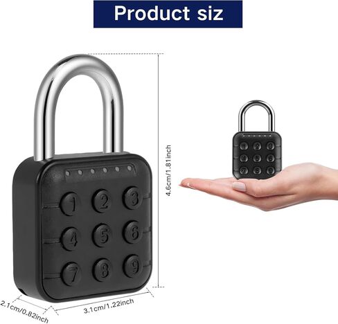Keyless Combination Lock, 6 Digit Password Locker Lock, Aluminum Alloy Code Digital Combo Padlock, Push Button Security Safe Padlock, Outdoor Padlock Lock for Gym Fence School Lockers in Saudi Arabia