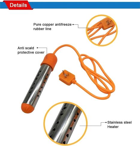 Portable 220V Immersion Water Heater - 2.5KW/3KW Stainless Steel with Auto Power-Off for Travel & Home(220V 3KW 250L) in Saudi Arabia