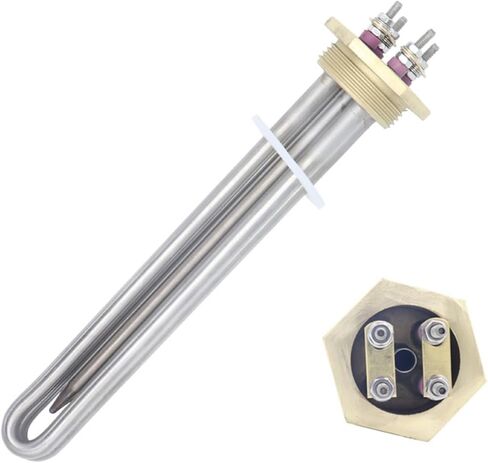 عنصر تسخين 12 فولت DC 600W DN32 شفة النحاس 1 1/4 "BSP غمر الماء الأنبوبي السخان الشمسي مع أنبوب مسبار المستشعر (صامدة السخان) in Saudi Arabia