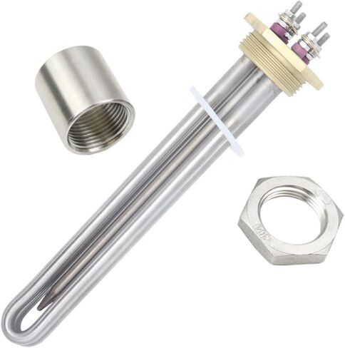 عنصر تسخين 12 فولت DC 600W DN32 شفة النحاس 1 1/4 "BSP غمر الماء الأنبوبي السخان الشمسي مع أنبوب مسبار المستشعر (صامدة السخان) in Saudi Arabia