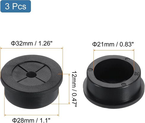 uxcell 3 Pcs Cable Cord Grommet, 1 1/8" Inch (28mm) Desk Grommet Flexible Rubber Grommets Wire Hole Cover Pass Through for Office Computer Desk Wire Organizer, Black in Saudi Arabia