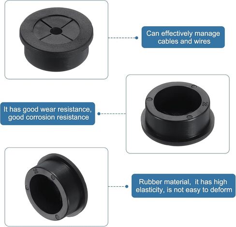 uxcell 3 Pcs Cable Cord Grommet, 1 1/8" Inch (28mm) Desk Grommet Flexible Rubber Grommets Wire Hole Cover Pass Through for Office Computer Desk Wire Organizer, Black in Saudi Arabia