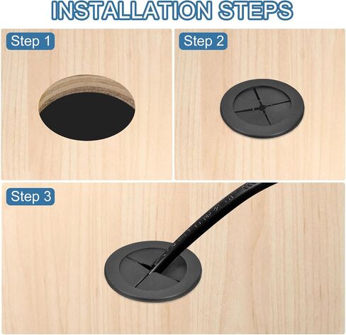 uxcell 3 Pcs Cable Cord Grommet, 1 1/8" Inch (28mm) Desk Grommet Flexible Rubber Grommets Wire Hole Cover Pass Through for Office Computer Desk Wire Organizer, Black in Saudi Arabia
