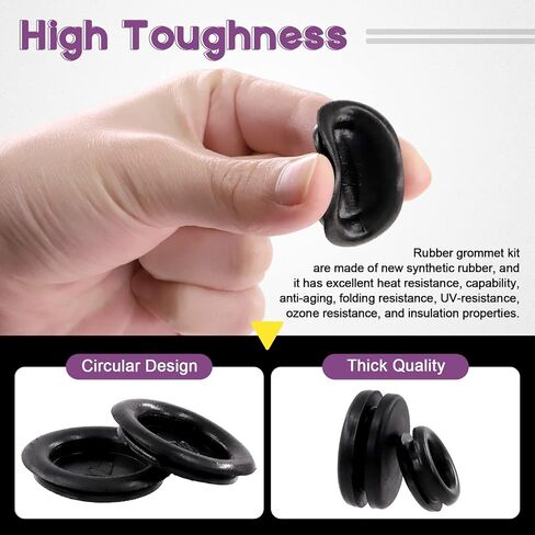 Swpeet 180Pcs 7 Common Sizes Closed Rubber Grommet Assortment Kit, Closed Fire-Wall Solid Hole Plug for Wire Electrical Appliance Plumbing Auto Car Wire Cable in Saudi Arabia