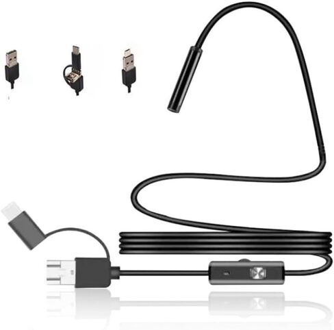 منظار USB للهاتف OTG Android ، الكمبيوتر المحمول ، 5.5 مم فحص الكاميرا Borescope مقاومة للماء مع نوع USB C ، مكونات Micro-USB 3in1 ، سلك النحاس النقي مع 6 مصابيح LED ، متوافقة مع معظم الهاتف ، الكمبيوتر (5M) in Saudi Arabia