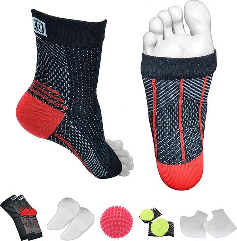Atlecko Plantar Support & Relief Socks Kit - 11-Pieces, 2 PAIRS Plantar Fasciitis Socks - Comfortable Quality Compression (L/XL) in Saudi Arabia