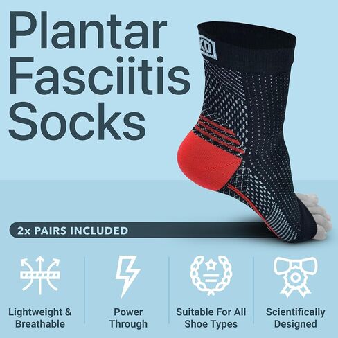 Atlecko Plantar Support & Relief Socks Kit - 11-Pieces, 2 PAIRS Plantar Fasciitis Socks - Comfortable Quality Compression (L/XL) in Saudi Arabia