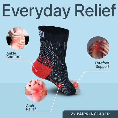 Atlecko Plantar Support & Relief Socks Kit - 11-Pieces, 2 PAIRS Plantar Fasciitis Socks - Comfortable Quality Compression (L/XL) in Saudi Arabia