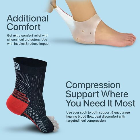 Atlecko Plantar Support & Relief Socks Kit - 11-Pieces, 2 PAIRS Plantar Fasciitis Socks - Comfortable Quality Compression (L/XL) in Saudi Arabia