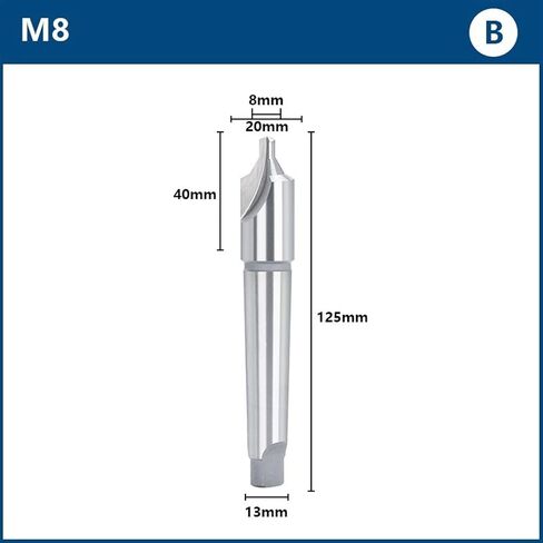 Center Drill Bit with Weldon Shank Type 5 6 8 10 12mm Hole Drill Cutter for Steel Aluminum Copper Drilling Tool 1Pcs (Color : B Type-M8) in Saudi Arabia