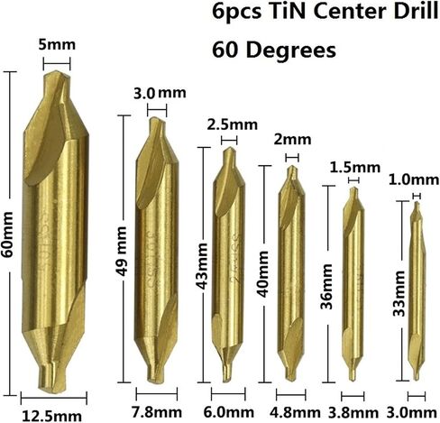 Combined Drills 60 Degree Countersinks Angle Bit Set 1.0mm 1.5mm 2.0mm 2.5mm 3.5mm 5mm Metal Drill Bit 1Set (Color : 6pcs 1.0-5.0mm) in Saudi Arabia