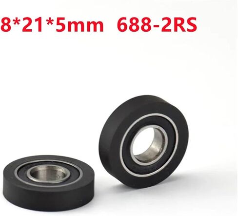 10pcs/50pcs polyurethane pu الأخدود العميق تحمل البكرات الناعمة 8x21x15mm 688-2rs الأسود (10pcs) in Saudi Arabia