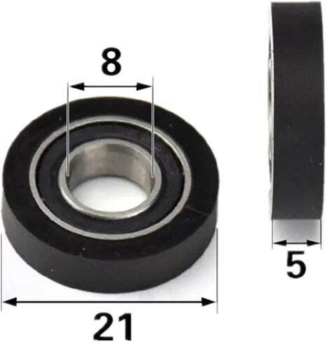 10pcs/50pcs polyurethane pu الأخدود العميق تحمل البكرات الناعمة 8x21x15mm 688-2rs الأسود (10pcs) in Saudi Arabia