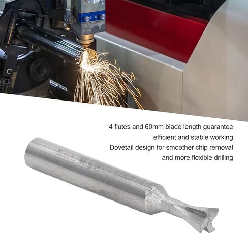 Dovetail Cutter, 2.36in 4 Flute Carbide Dovetail Milling Cutter with Universal Straight Shank, Cutting Tool for Stainless Steel, Carbon Steel (80 Degree) in Saudi Arabia