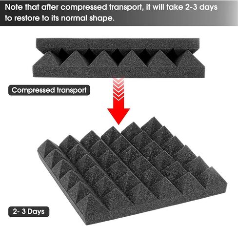 6Pcs Acoustic Foam Studio Soundproofing Foam Wedges Ties Black + Red 12 x 12 x 2inch in Saudi Arabia