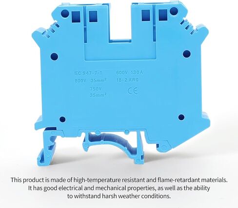 5pcs الأزرق UK35N DIN CALINAL COLLINAL TERMINAL TYPE TYPE ، تطبيق واسع لـ 600V 130A 1/0-12AWG CONNECTION ، صندوق التوزيع الكهربائي ، نظام الطاقة الشمسية ، PLC Control Contract Contact DIY in Saudi Arabia