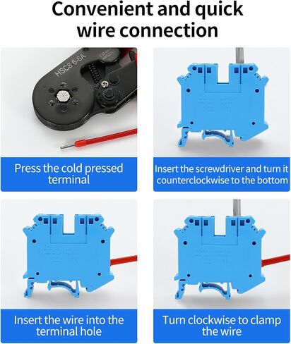 5pcs الأزرق UK35N DIN CALINAL COLLINAL TERMINAL TYPE TYPE ، تطبيق واسع لـ 600V 130A 1/0-12AWG CONNECTION ، صندوق التوزيع الكهربائي ، نظام الطاقة الشمسية ، PLC Control Contract Contact DIY in Saudi Arabia