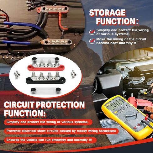 150A 12V BUS BAR MINI BATTERINAL COLLINAL مع غطاء 4 × 5/16 "(M8) للأنظمة الشمسية للسيارات البحرية -سلبية+أقصى إيجابية 48V DC/300V AC in Kuwait