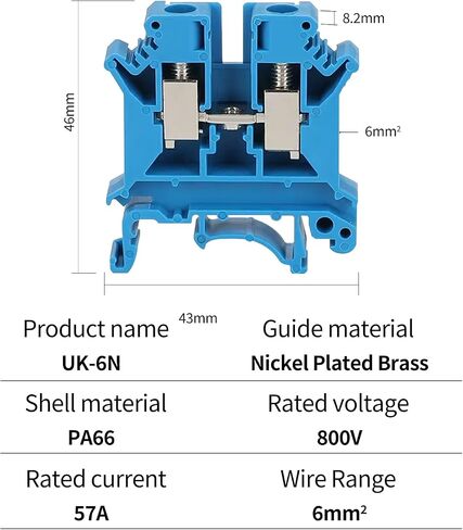 50 PCS Gray UK6N DIN RAIN TERMINAL TERMINIAL KIT APPLICE APPLICE FOR 8-20 AWG 57A 800V COPNETS CABINETS FOLL in Kuwait