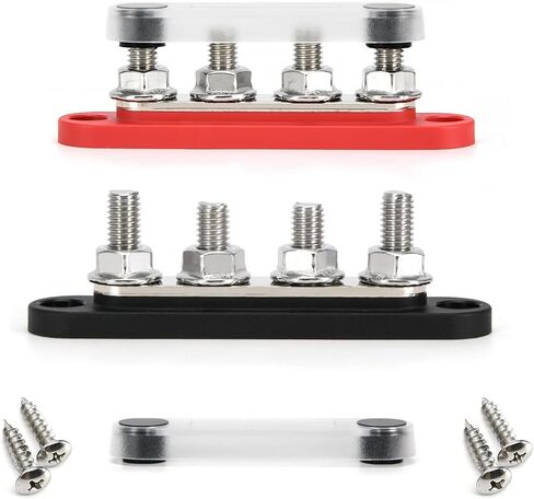 150A 12V BUS BAR MINI BATTERINAL COLLINAL مع غطاء 4 × 5/16 "(M8) للأنظمة الشمسية للسيارات البحرية -سلبية+أقصى إيجابية 48V DC/300V AC in Kuwait