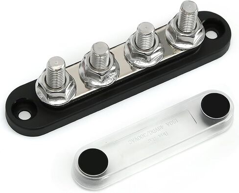 150A 12V BUS BAR MINI BATTERINAL COLLINAL مع غطاء 4 × 5/16 "(M8) للأنظمة الشمسية للسيارات البحرية -سلبية+أقصى إيجابية 48V DC/300V AC in Kuwait