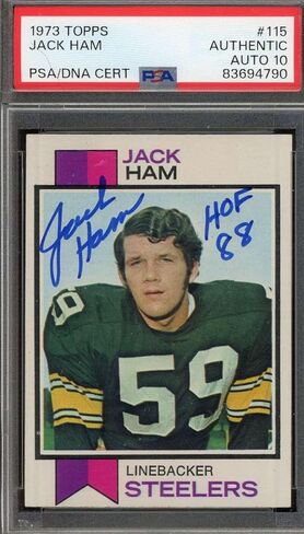 Jack Ham Gem Mint 10 PSA DNA Signed 1973 Topps Rookie Autograph - Football Slabbed Autographed Rookie Cards in Saudi Arabia