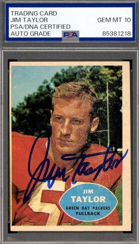 Jim Taylor Gem Mint 10 PSA DNA توقيع 1960 Topps Rookie Rare Autograph - بطاقات الصاعد الموقعة لكرة القدم in Saudi Arabia