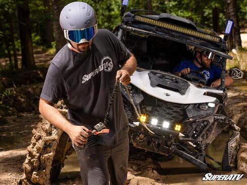 SuperATV 4500 LB WINCH Black Ops مع لوحة تصاعد Winch الثقيلة لعام 2011-2014 Polaris RZR XP 900 / RZR XP 4 900 | أكمل مجموعة Winch Kit جاهزة للتثبيت in Saudi Arabia