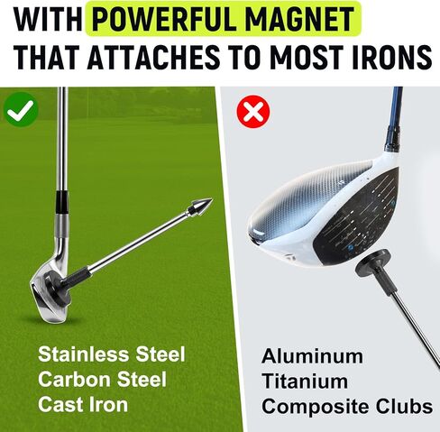 THE GOLFER STORE Golf Alignment Rods, Golf Club Alignment Stick Corrector Magnetic Golf Swing Trainer Aid Help Visualize and Align Your Golf Shot Length Adjustments in Kuwait