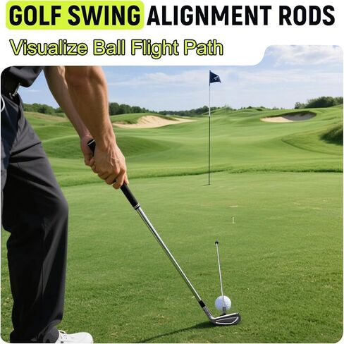 THE GOLFER STORE Golf Alignment Rods, Golf Club Alignment Stick Corrector Magnetic Golf Swing Trainer Aid Help Visualize and Align Your Golf Shot Length Adjustments in Kuwait