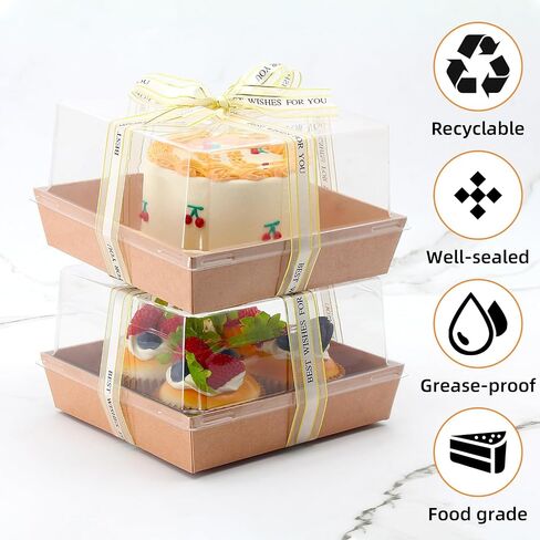 7 × 7 × 4 بوصات صناديق charcuterie مع أغطية صافية ، 25 صناديق كعكة صافية كبيرة لكعكة 4-6 بوصات ، حاويات طعام مخبز يمكن التخلص منها للكعك ، فطيرة ، ملفات تعريف الارتباط ، قنبلة الكاكاو البنية in Saudi Arabia