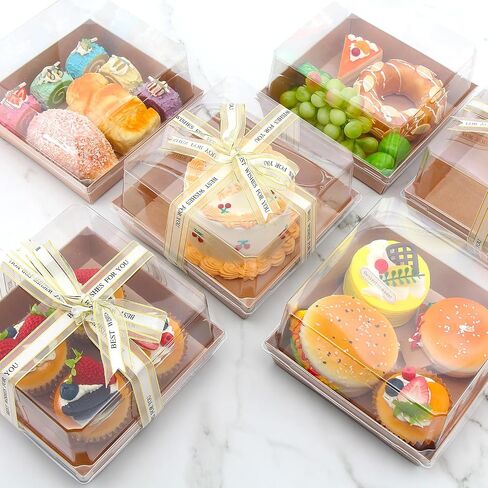 7 × 7 × 4 بوصات صناديق charcuterie مع أغطية صافية ، 25 صناديق كعكة صافية كبيرة لكعكة 4-6 بوصات ، حاويات طعام مخبز يمكن التخلص منها للكعك ، فطيرة ، ملفات تعريف الارتباط ، قنبلة الكاكاو البنية in Saudi Arabia