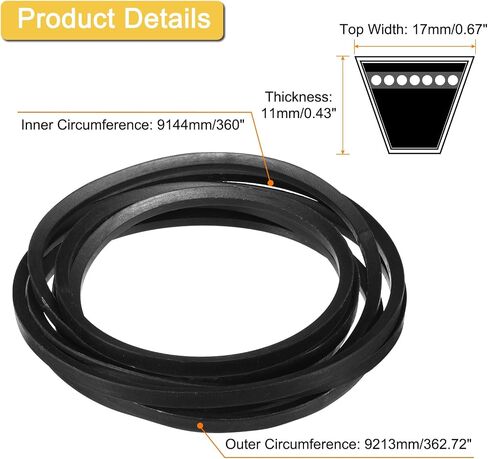 Uxcell B168 كلاسيكي ملفوف V-belt ، 171 "محيط خارجي ، حزام مطاط الأسود V لمعدات الآلات الصناعية in Kuwait