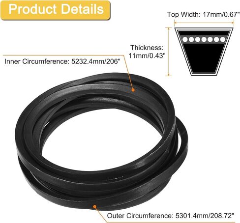 Uxcell B168 كلاسيكي ملفوف V-belt ، 171 "محيط خارجي ، حزام مطاط الأسود V لمعدات الآلات الصناعية in Kuwait