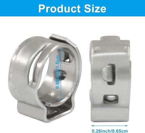 50PCS PEX Cinch Clamps ، 1/4 بوصة PEX تجعيد الحلقات المشابك من الفولاذ المقاوم للصدأ لتوصيلات أنابيب تركيبات (5.8-7 مم) in Saudi Arabia