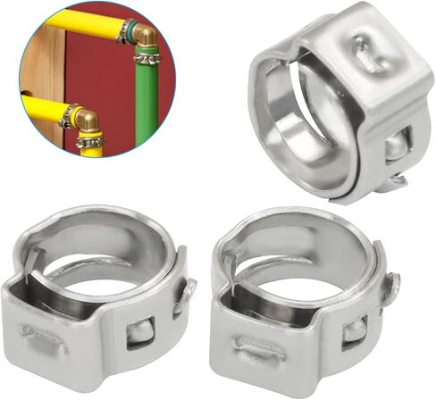 50PCS PEX Cinch Clamps ، 1/4 بوصة PEX تجعيد الحلقات المشابك من الفولاذ المقاوم للصدأ لتوصيلات أنابيب تركيبات (5.8-7 مم) in Saudi Arabia