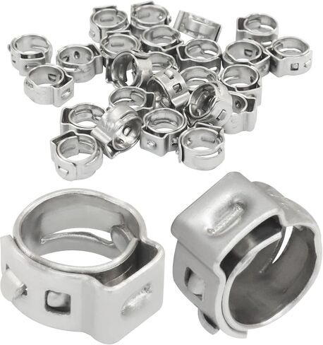 50PCS PEX Cinch Clamps ، 1/4 بوصة PEX تجعيد الحلقات المشابك من الفولاذ المقاوم للصدأ لتوصيلات أنابيب تركيبات (5.8-7 مم) in Saudi Arabia
