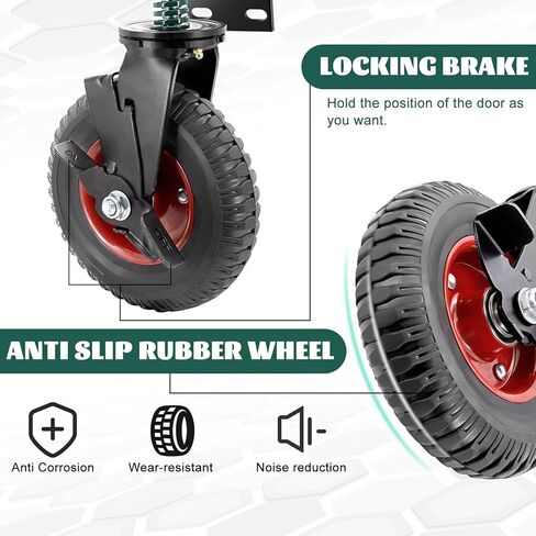 2Pcs 6 Inch Fence Gate Wheels with Brake 2 Install Heavy Duty Gate Wheels for Metal Wooden Gate Sliding Hardware 500lb Capacity 360° Rotation Spring-Loaded Farm Garden Caster Screwdriver Gloves Black in Kuwait