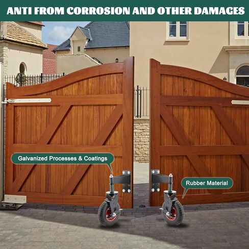 2Pcs 6 Inch Fence Gate Wheels with Brake 2 Install Heavy Duty Gate Wheels for Metal Wooden Gate Sliding Hardware 500lb Capacity 360° Rotation Spring-Loaded Farm Garden Caster Screwdriver Gloves Black in Kuwait