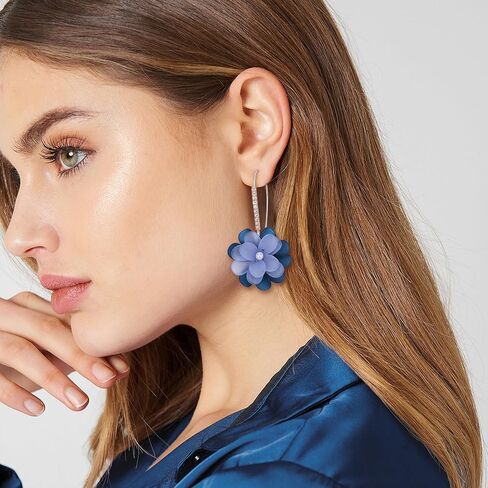 Flyonce Pink Flower Dettion Necklace Boho Summer Holiday Jewelry Goloral Flower Flower Clist in Kuwait