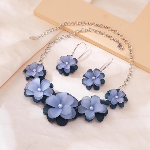 Flyonce Pink Flower Dettion Necklace Boho Summer Holiday Jewelry Goloral Flower Flower Clist in Kuwait