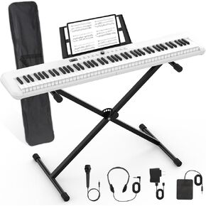 88 Key Piano Keyboard,Beginner Electric Digital Piano with Semi Weighted Keys,Keyboard Piano withSustain Pedal, Power Supply, Stand, Carrying Case,HeadphonesZ12 in Saudi Arabia