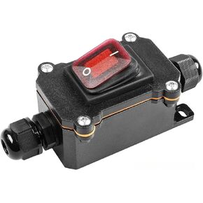 IP66 Waterproof Inline Cord Switch DPST 12V-24V/110V-250V| AC/DC Rocker Switch| On Off Outdoor Toggle Switch with Red LED & Two-Side Entry in Kuwait