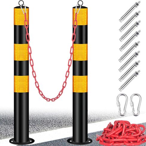 Safety Bollard Post ، Bollards Steel 37 Int ، Design Night Reflection ، Traffic Bollards for Drainway ، Warehouse ، Barrier (2 pcs) in Kuwait