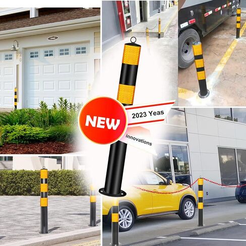 Safety Bollard Post ، Bollards Steel 37 Int ، Design Night Reflection ، Traffic Bollards for Drainway ، Warehouse ، Barrier (2 pcs) in Kuwait