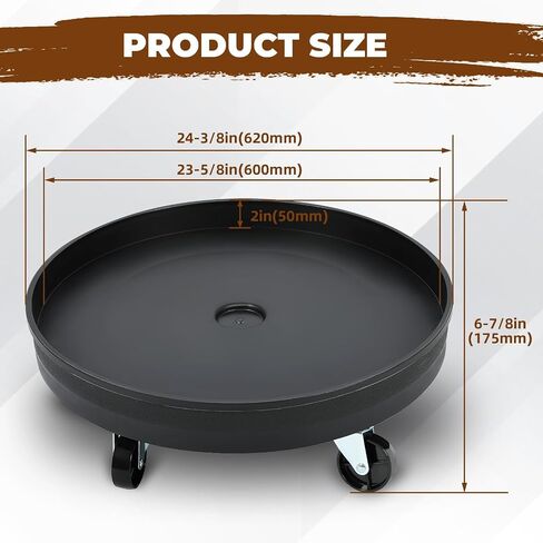 HECASA Universal Drum Dolly for 30 Gallon and 55 Gallon Round Container, 1000 lbs Heavy Duty Plastic Drum Cart Barrel Dolly Water Drums Trash Can Dolly with 5 Swivel Wheels for Transport Black in Saudi Arabia