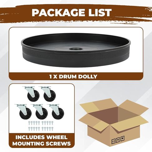 HECASA Universal Drum Dolly for 30 Gallon and 55 Gallon Round Container, 1000 lbs Heavy Duty Plastic Drum Cart Barrel Dolly Water Drums Trash Can Dolly with 5 Swivel Wheels for Transport Black in Saudi Arabia