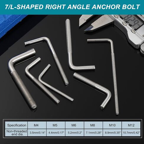 MECCANIXITY 5pcs M8 x 80mm L-Shaped Right Angle Bolt Screw, 304 Stainless Steel L Shape Foundation Bolt Long Square Bend Screw in Saudi Arabia