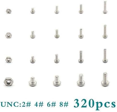 320pcs#2-56#4-40#6-32#8-32 UNC من الفولاذ المقاوم للصدأ من الفولاذ المقاوم للصدأ براغي رأس البراغي in Saudi Arabia